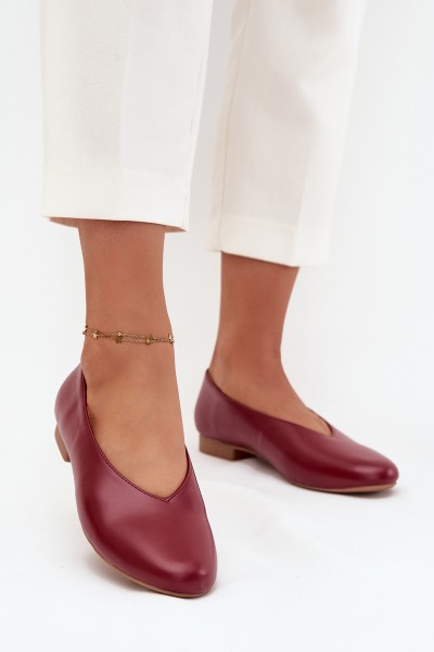 Women's Ballerinas Made of Eco Leather with Flat Heel Burgundy Olyssia