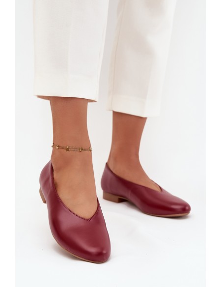 Women's Ballerinas Made of Eco Leather with Flat Heel Burgundy Olyssia