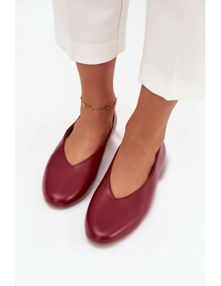 Women's Ballerinas Made of Eco Leather with Flat Heel Burgundy Olyssia