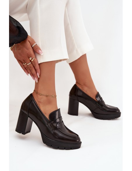 Women's Low Shoes with Heel Made of Eco Leather Chocolate Ilyssia