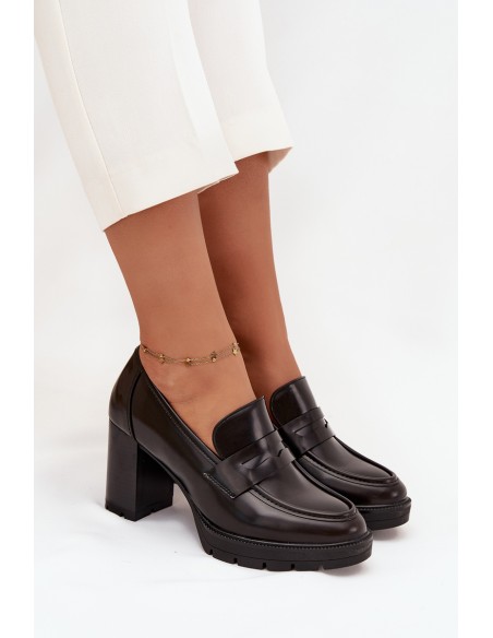 Women's Low Shoes with Heel Made of Eco Leather Chocolate Ilyssia