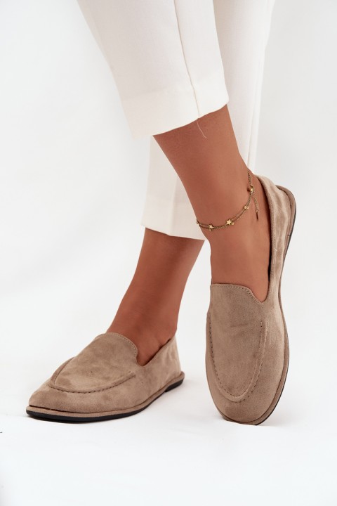 Women's Loafers Made of Eco Suede Flat Beige Miryelle