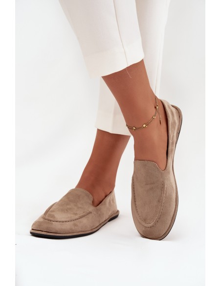 Women's Loafers Made of Eco Suede Flat Beige Miryelle