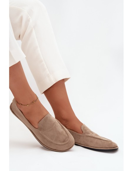 Women's Loafers Made of Eco Suede Flat Beige Miryelle