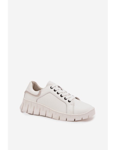 Odiniai moteriški bateliai su raišteliais Vinceza 41493 balti