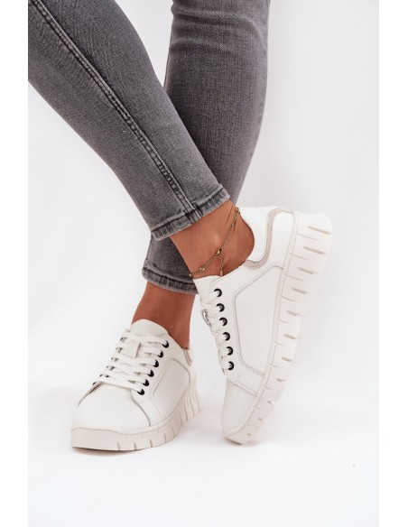 Leather Women's Shoes with Laces Vinceza 41493 White