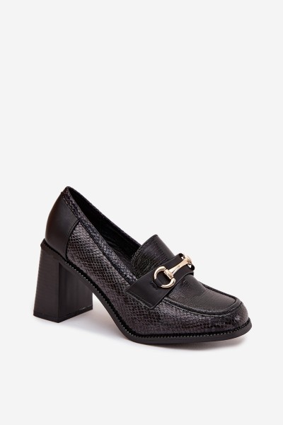 Women's Low Shoes with Heels with Embossing and Gold Detail Black Novella 2