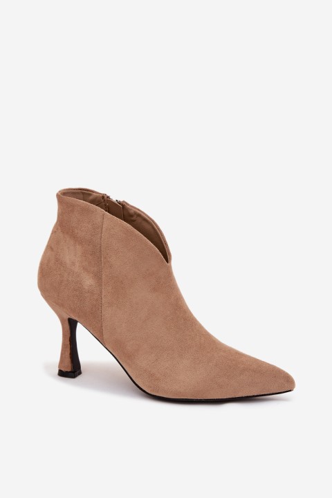 Low Women's Ankle Boots On Heel Eco Suede Beige Jolivra
