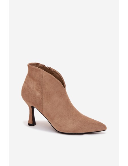 Low Women's Ankle Boots On Heel Eco Suede Beige Jolivra