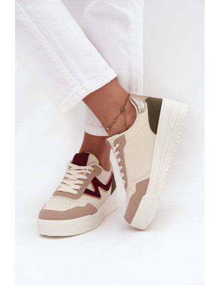 Women's Sneakers on Platform with Gold Inserts Beige Zalvra