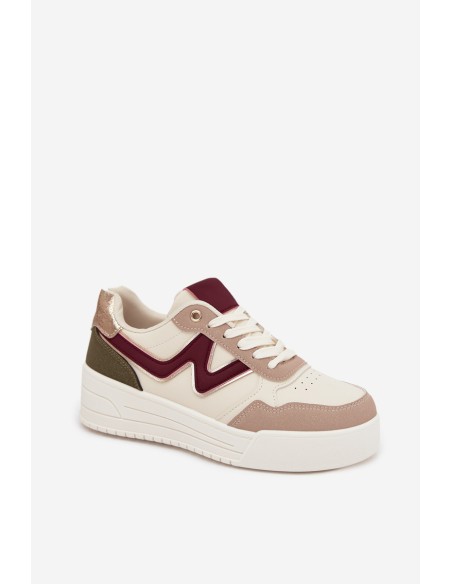 Women's Sneakers on Platform with Gold Inserts Beige Zalvra