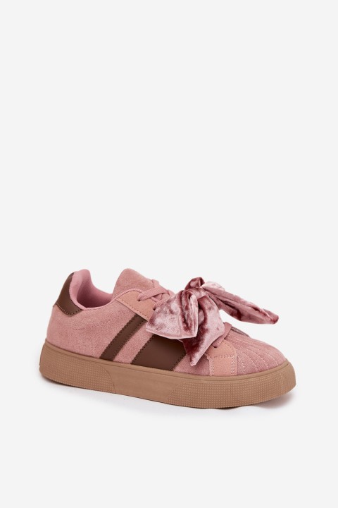 Women's Sneakers with Suede Bow Pink Ashlyn