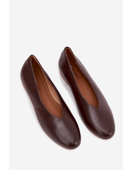 Women's Ballerinas Made of Eco Leather Flat Heel Brown Olyssia