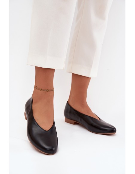 Women's Ballet Flats Made of Eco Leather with Flat Heel Black Olyssia