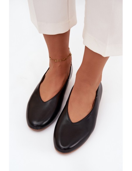 Women's Ballet Flats Made of Eco Leather with Flat Heel Black Olyssia