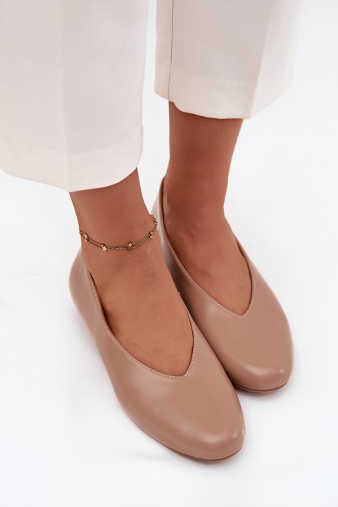 Women's Ballet Flats Made of Eco Leather On Flat Sole Beige Olyssia