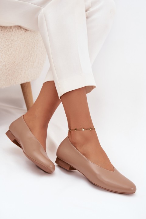 Women's Ballet Flats Made of Eco Leather On Flat Sole Beige Olyssia
