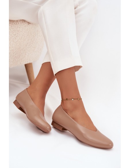 Women's Ballet Flats Made of Eco Leather On Flat Sole Beige Olyssia