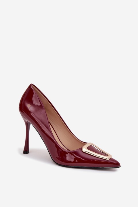 Patent leather heels with gold detail Bordeaux Paivelle