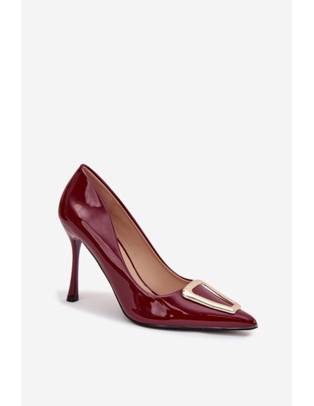 Patent leather heels with gold detail Bordeaux Paivelle