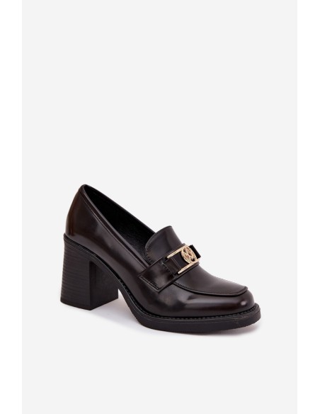 Women's Low Shoes with Heel with Gold Detail Chocolate Privelle