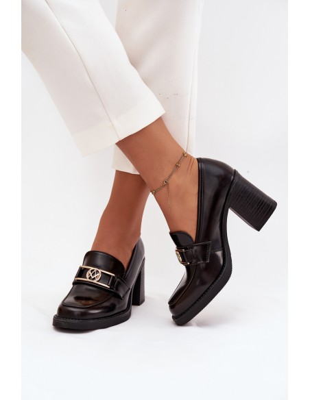 Women's Low Shoes with Heel with Gold Detail Chocolate Privelle