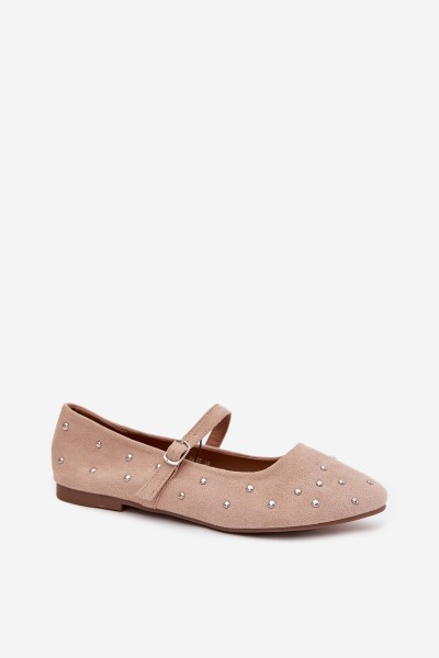 Embellished Women's Ballerinas With Strap Pink Olivisse 2