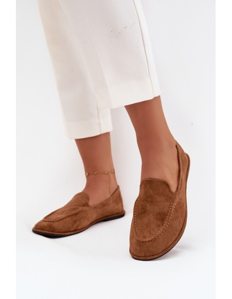 Women's Loafers Made of Eco Suede Flat Camel Miryelle