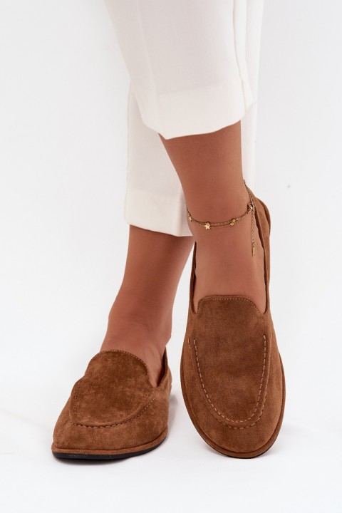 Women's Loafers Made of Eco Suede Flat Camel Miryelle