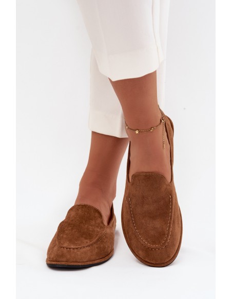 Women's Loafers Made of Eco Suede Flat Camel Miryelle