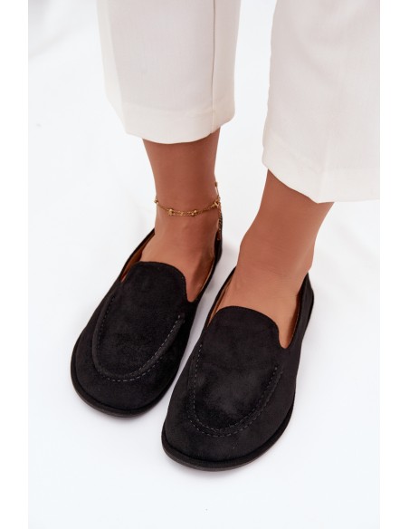 Women's Eco Suede Flat Black Moccasins Miryelle