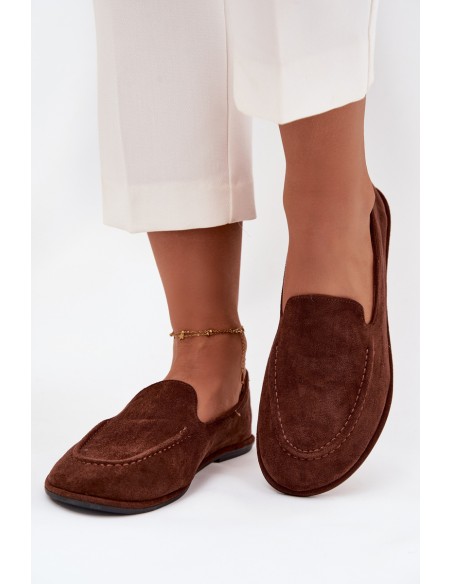 Women's Loafers From Eco Suede Flat Brown Miryelle