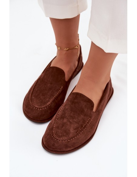 Women's Loafers From Eco Suede Flat Brown Miryelle
