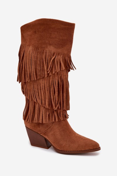 Šilti kaubojiški moteriški aulinukai su kutais Camel spalvos Brivina 2