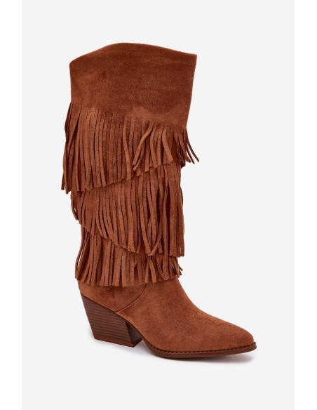 Insulated Cowboy Boots Women's With Fringes Camel Brivina