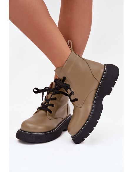 Insulated Women's Boots On Platform Lace Up Green Harmine