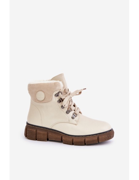 Women's Insulated Ankle Boots Lace-up Beige Mevanisa