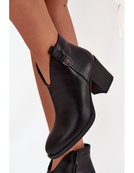 Insulated Women's Ankle Boots On Heel From Eco Leather Black Talienne