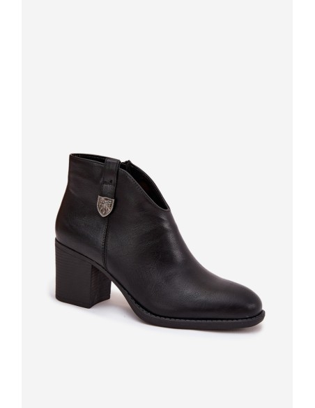 Insulated Women's Ankle Boots On Heel From Eco Leather Black Talienne