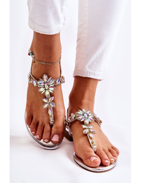 Women's Sandals Flip-flops With Cubic Zirconia Silver Solea