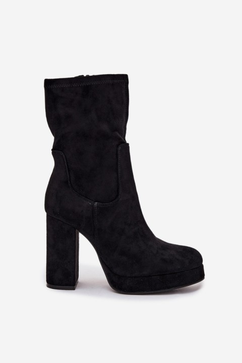 Women's heeled ankle boots made of eco suede black Carolina