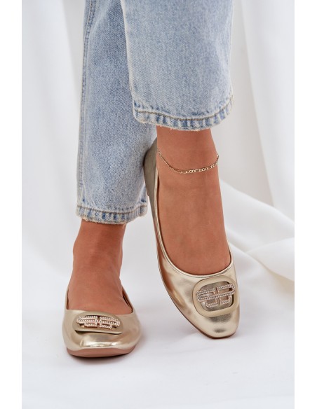 Ballet Flats On Flat Sole With Decoration Gold Ainoria