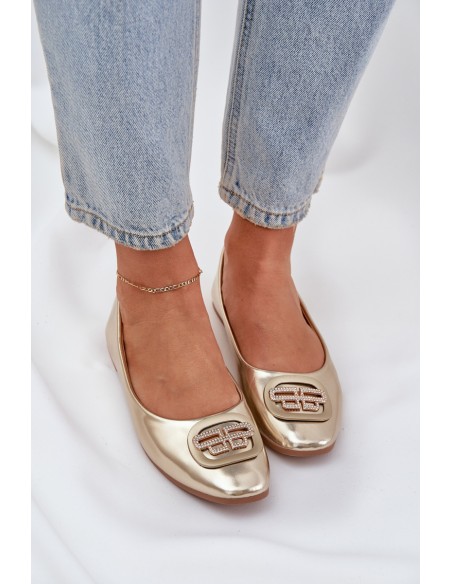 Ballet Flats On Flat Sole With Decoration Gold Ainoria