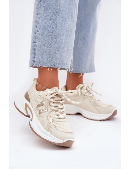 Women's Sneakers On A Chunky Sole Beige Davira