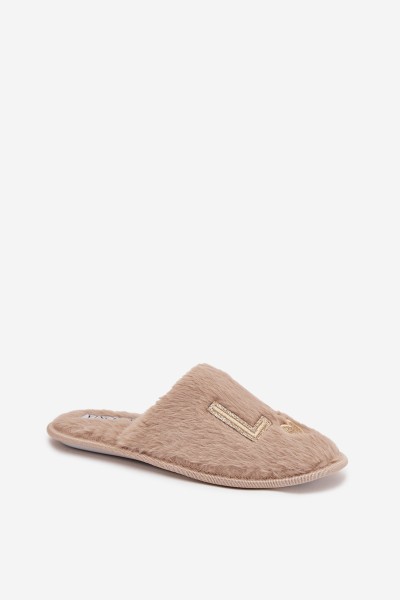 Women's slippers with fur LADY Vinceza 19958 beige 2