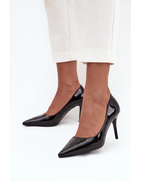 Patent Eco Leather Women's High Heels With Pointed Toes Black Jadira