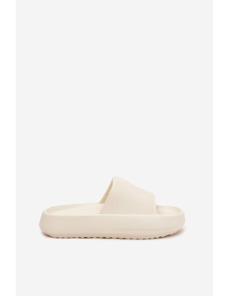 Women's Platform Slides with Cutout Ecru Ameira