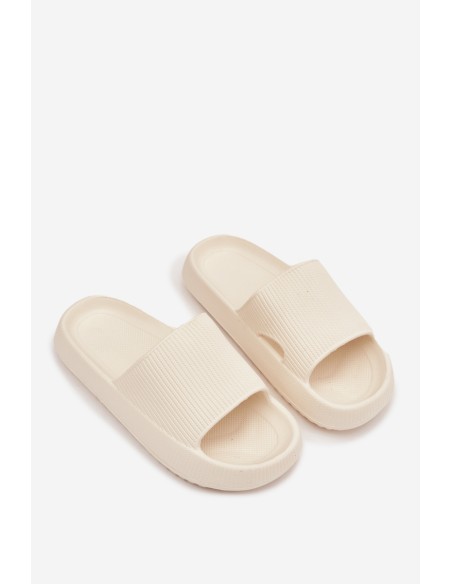 Women's Platform Slides with Cutout Ecru Ameira