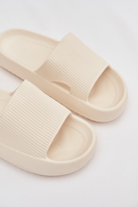 Women's Platform Slides with Cutout Ecru Ameira