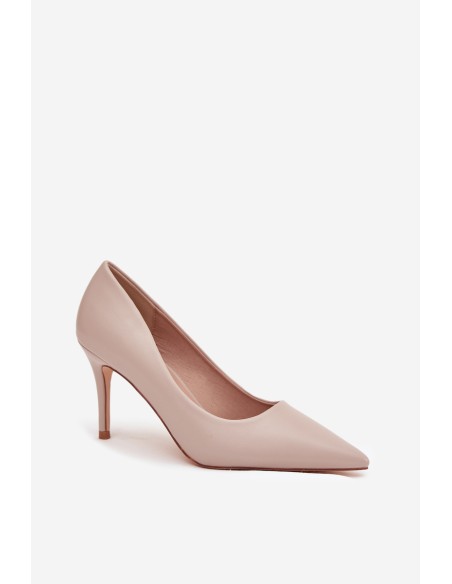 Women's high heels made of eco leather beige Sivana